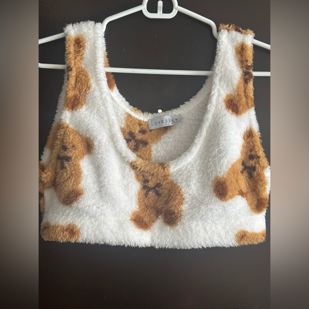 Size Large Fleece Cropped Teddy Bear Tank
